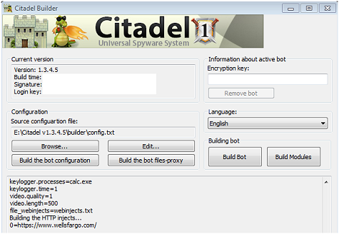 Admin-Oberfläche des Citadel-Builder