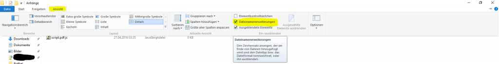 Dateinamenerweiterungen einschalten.