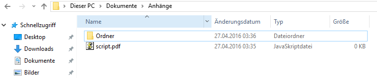 JS Datei im Explorer